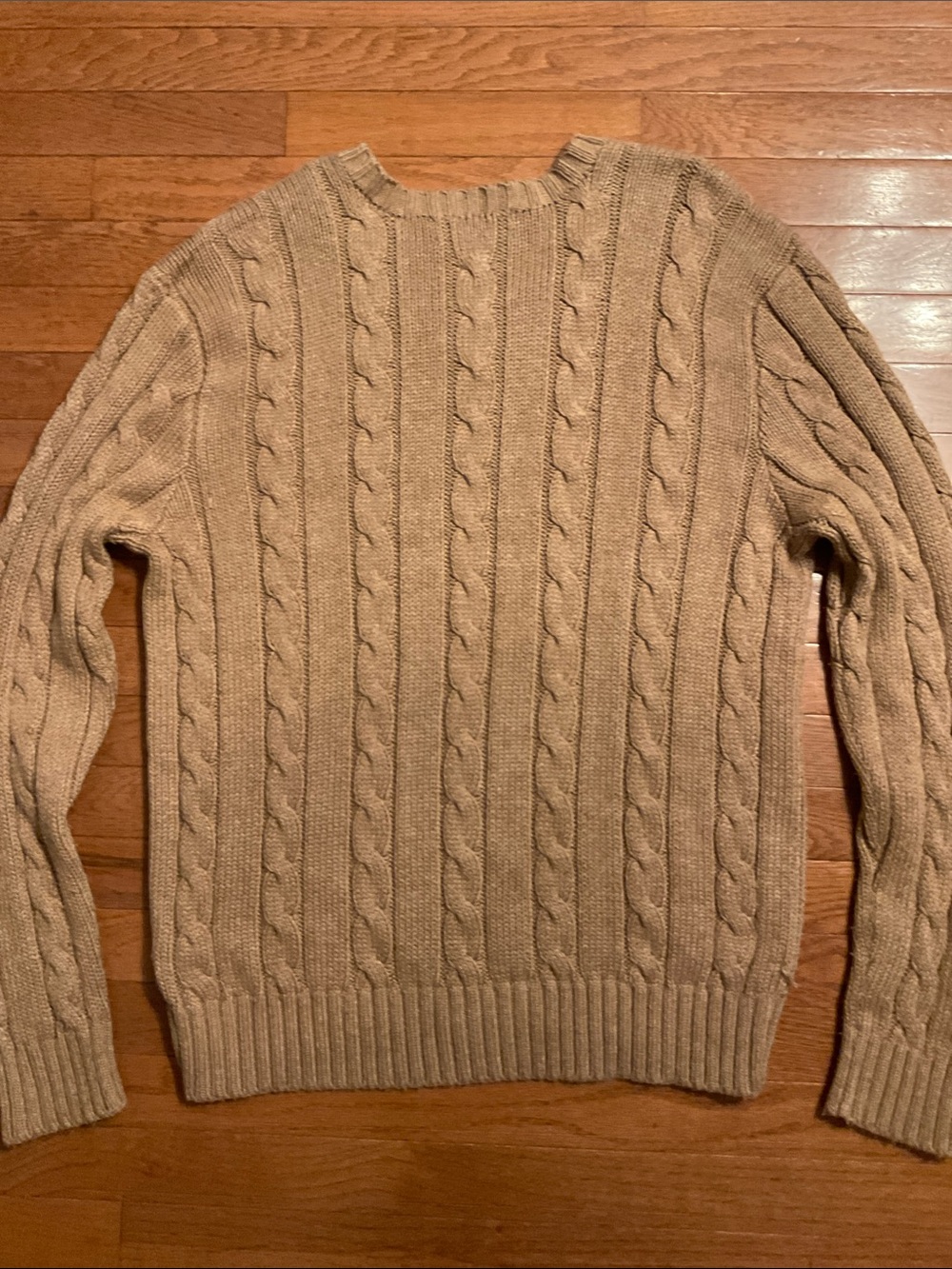 Polo by Ralph Lauren Men's Tan Cable 100% Silk Knit V-Neck Sweater Size XL - Picture 3 of 6